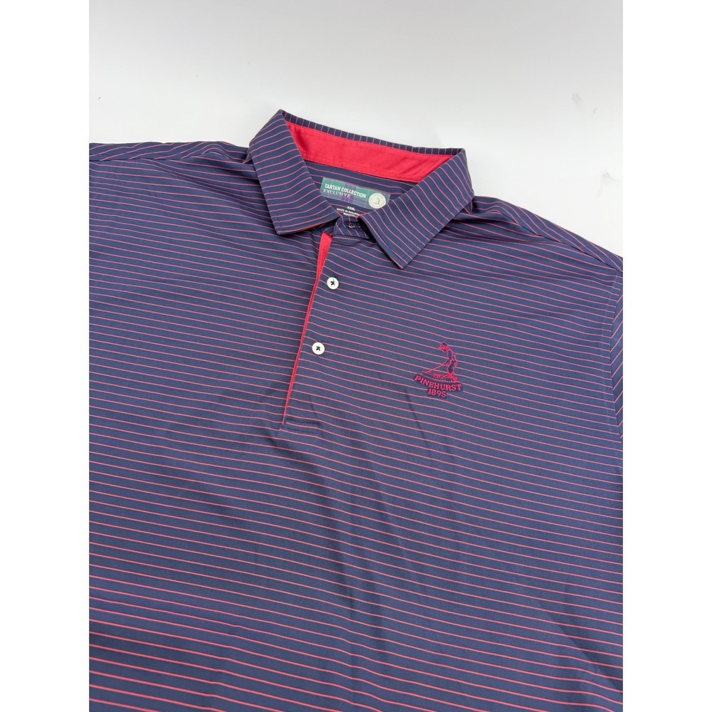 Donald Ross Pinehurst 1895 Golf Polo Shirt Mens XXXL Navy Red Striped Tartan XL